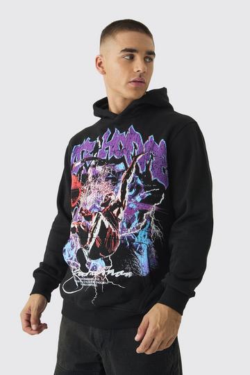 Large Scale Graffiti Basketball Puff Print Hoodie black