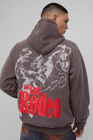 Rodeo Western 3D Print Washed Hoodie chocolate