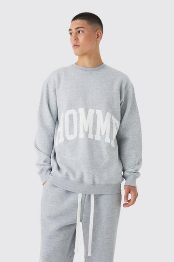 Oversized Homme Varsity Graphic Sweatshirt grey marl