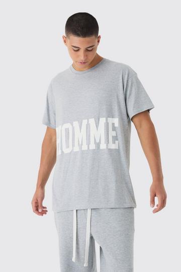 Homme Varsity Graphic T-Shirt grey marl