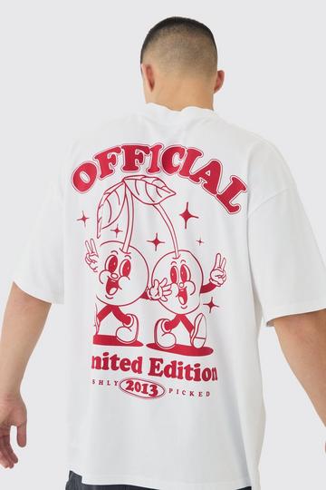 Oversized Heavyweight Cherry Graphic T-Shirt white