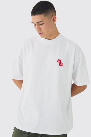 White Oversized Heavyweight Dice Embroidered T-Shirt