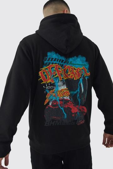 Moto Lightening Graphic Zip Through Hoodie black