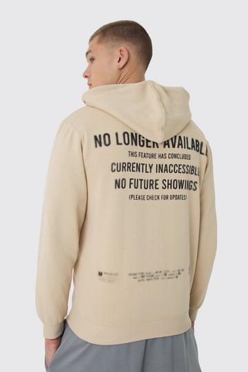 Sand Beige Regular Fit No Longer Available Text Graphic Zip Through Hoodie