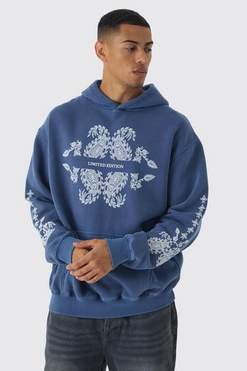 Oversized Paisley Bandana Limited Edition Graphic Hoodie navy