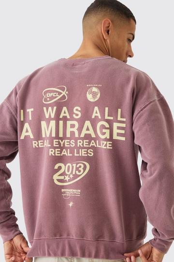 Burgundy Red Celestial It Was All A Dream Graphic Oversized Washed Sweatshirt