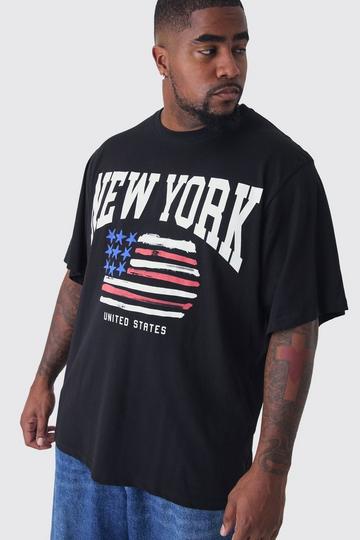 Plus New York Print T-shirt in Black black