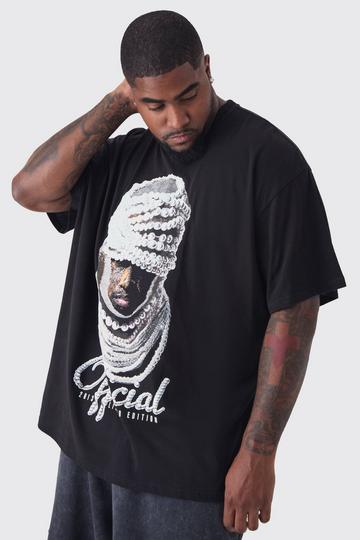 Plus Official Pearl Print Oversized T-shirt in Black black