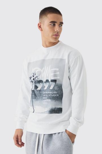 Homme 1997 Graffiti Box Graphic Sweatshirt white