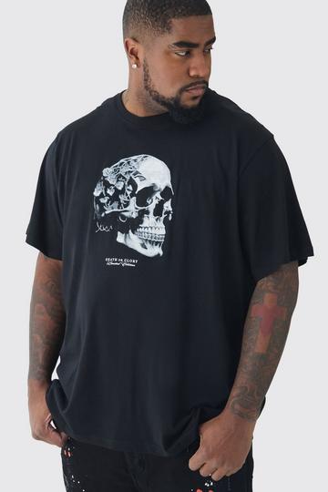 Plus Skull Print T-shirt In Black black