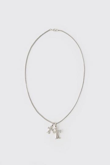 Dubbele Kruis Ketting silver