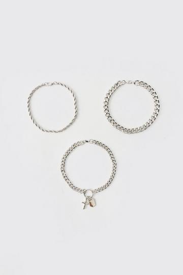 3 Pack Bracelets In Silver silver