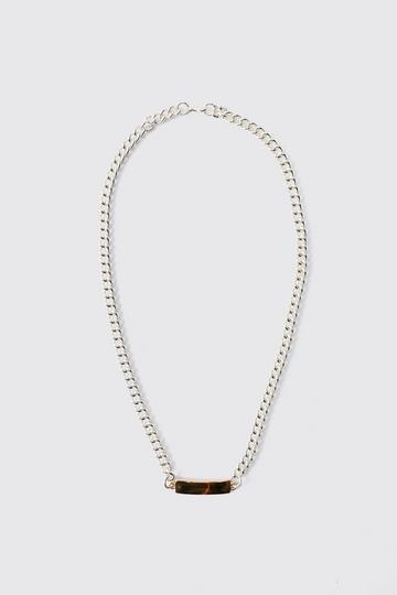 Metallic Chain Necklace with Gold Tab