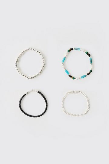 4 Pack Mixed Bracelet silver