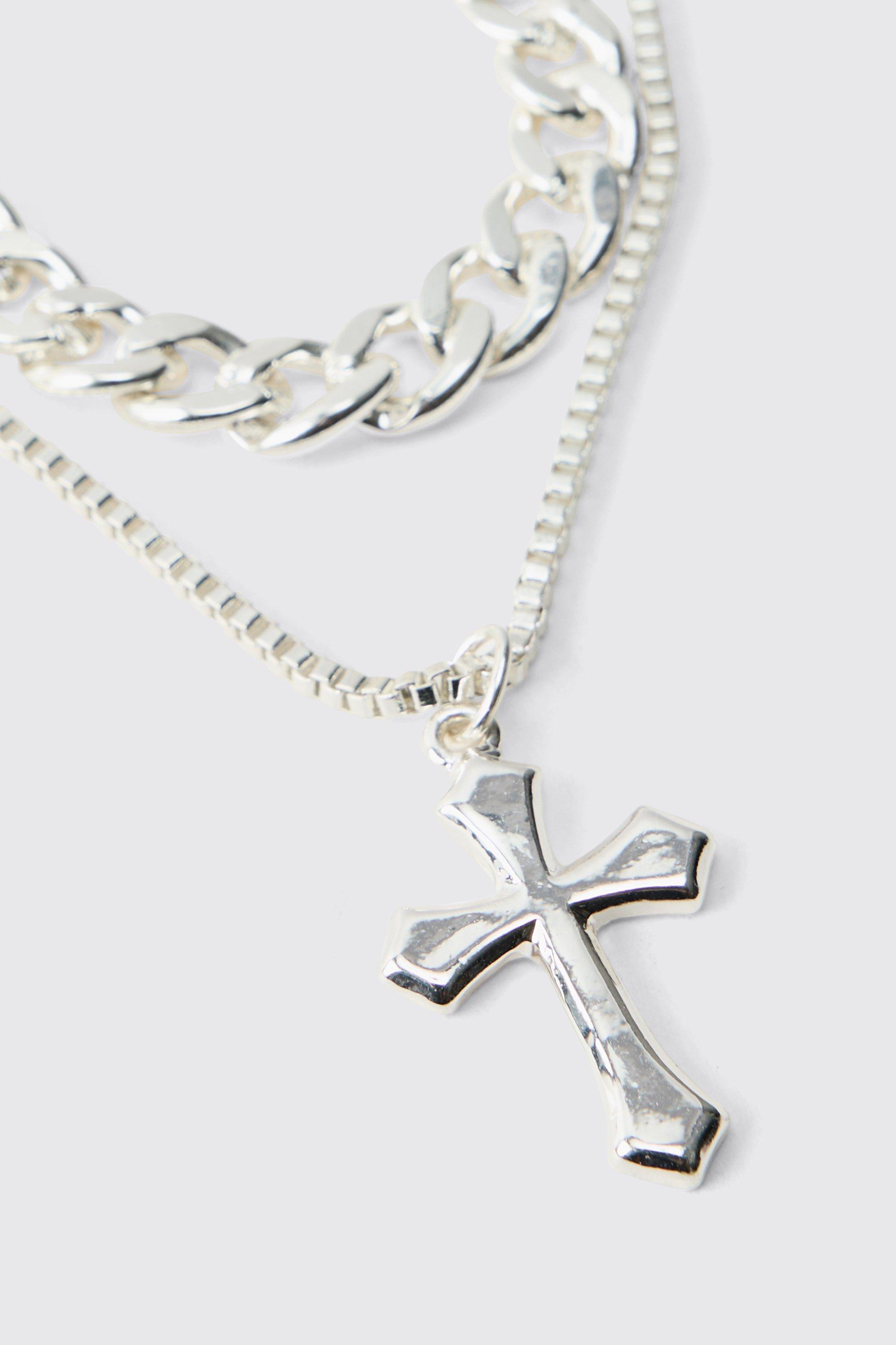 Layered Cross Necklace boohoo NZ