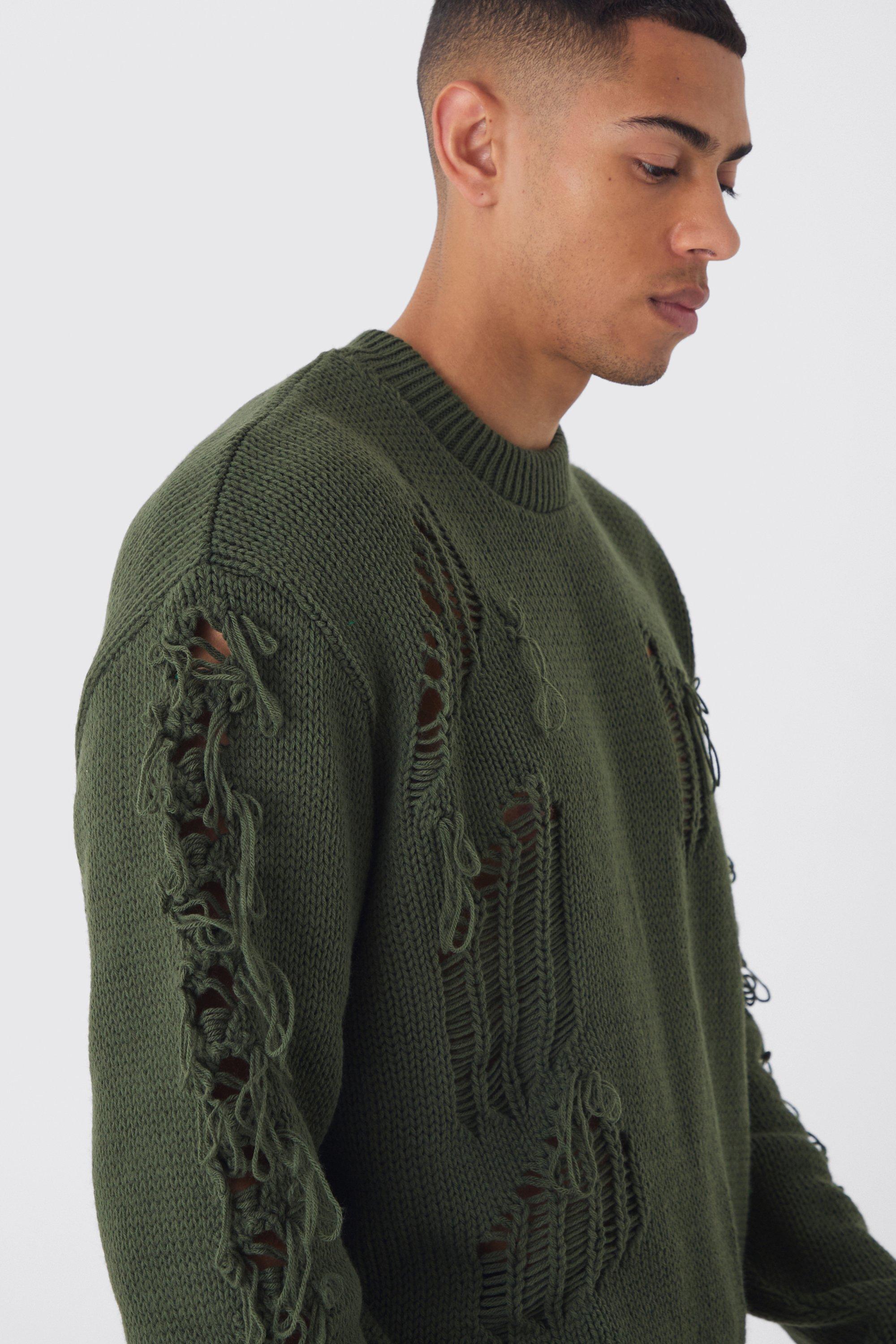 Distressed knitted jumper hotsell