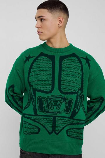 Oversized Gebreide Moto Trui Met Textuur green