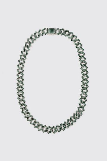 Iced Prong Cuban Necklace green