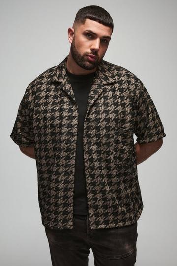 Plus Oversized Dogtooth Boucle Shirt charcoal