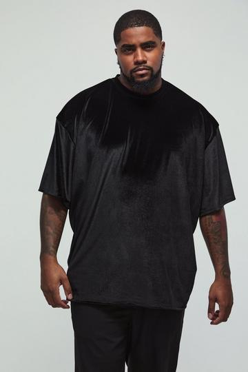 Plus Oversized Fluwelen T-Shirt black