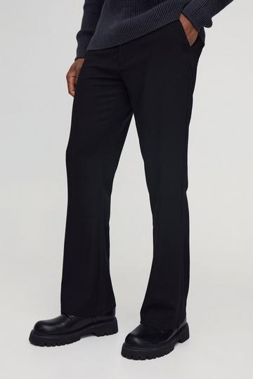 Straight Leg Flared Fixed Waist Trousers black