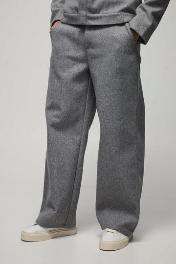 Straight Leg Boucle Fixed Waist Trouser grey