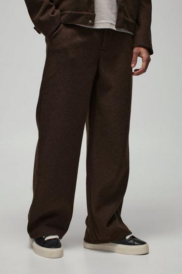 Straight Leg Boucle Fixed Waist Trouser chocolate