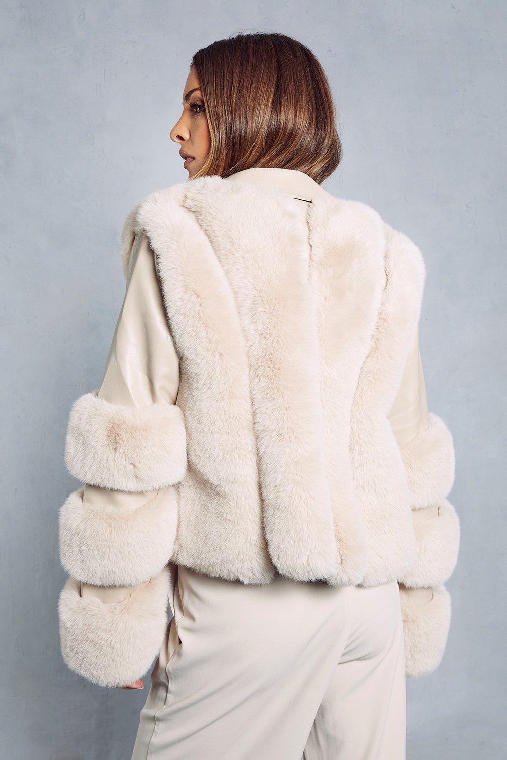 Faux fur 2025 panel jacket