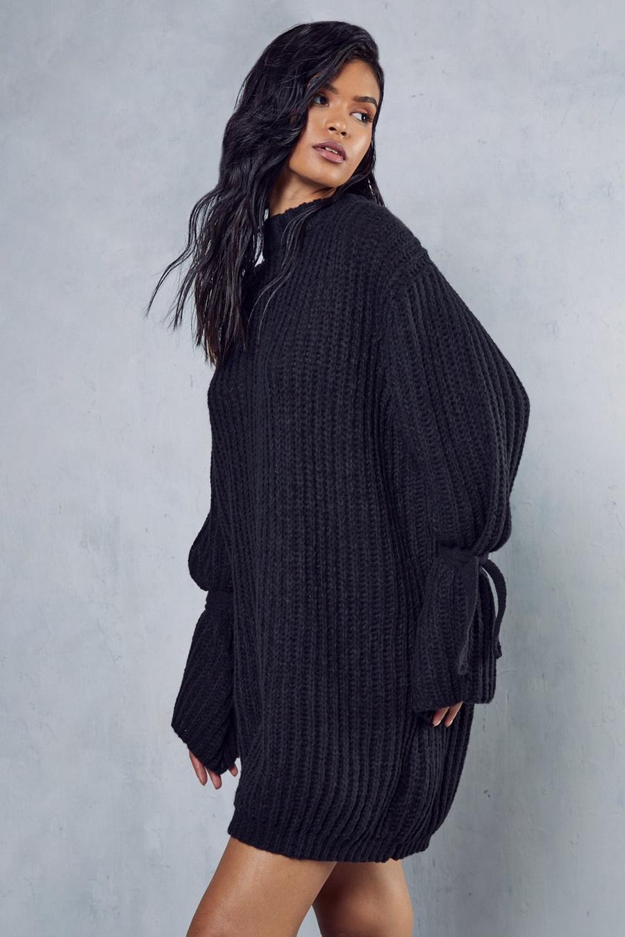Grey Ribbed Knitted Oversized Jumper Dress