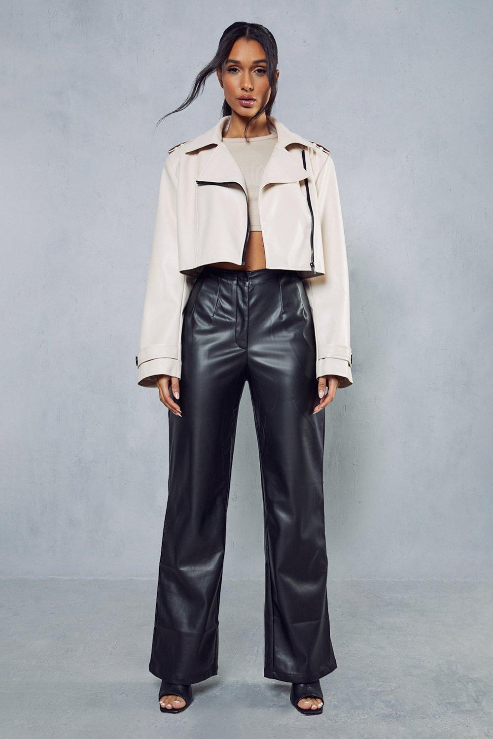 MissPap Leather Look Pintuck Straight Leg Trouser | Debenhams