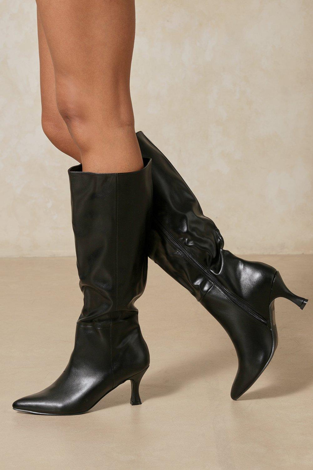 Slouch Mid Heel Knee High Boot