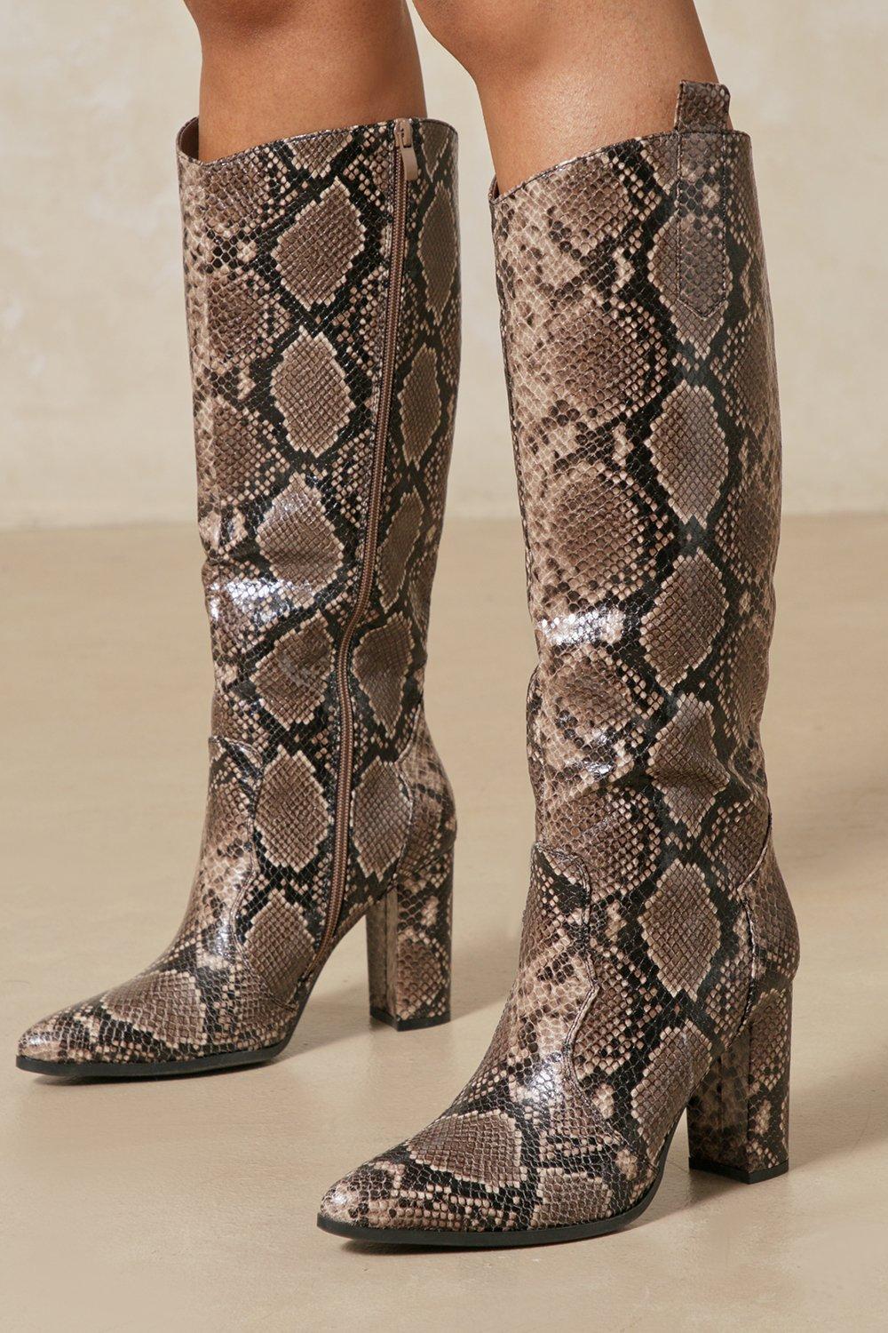 Snakeskin sales boots boohoo