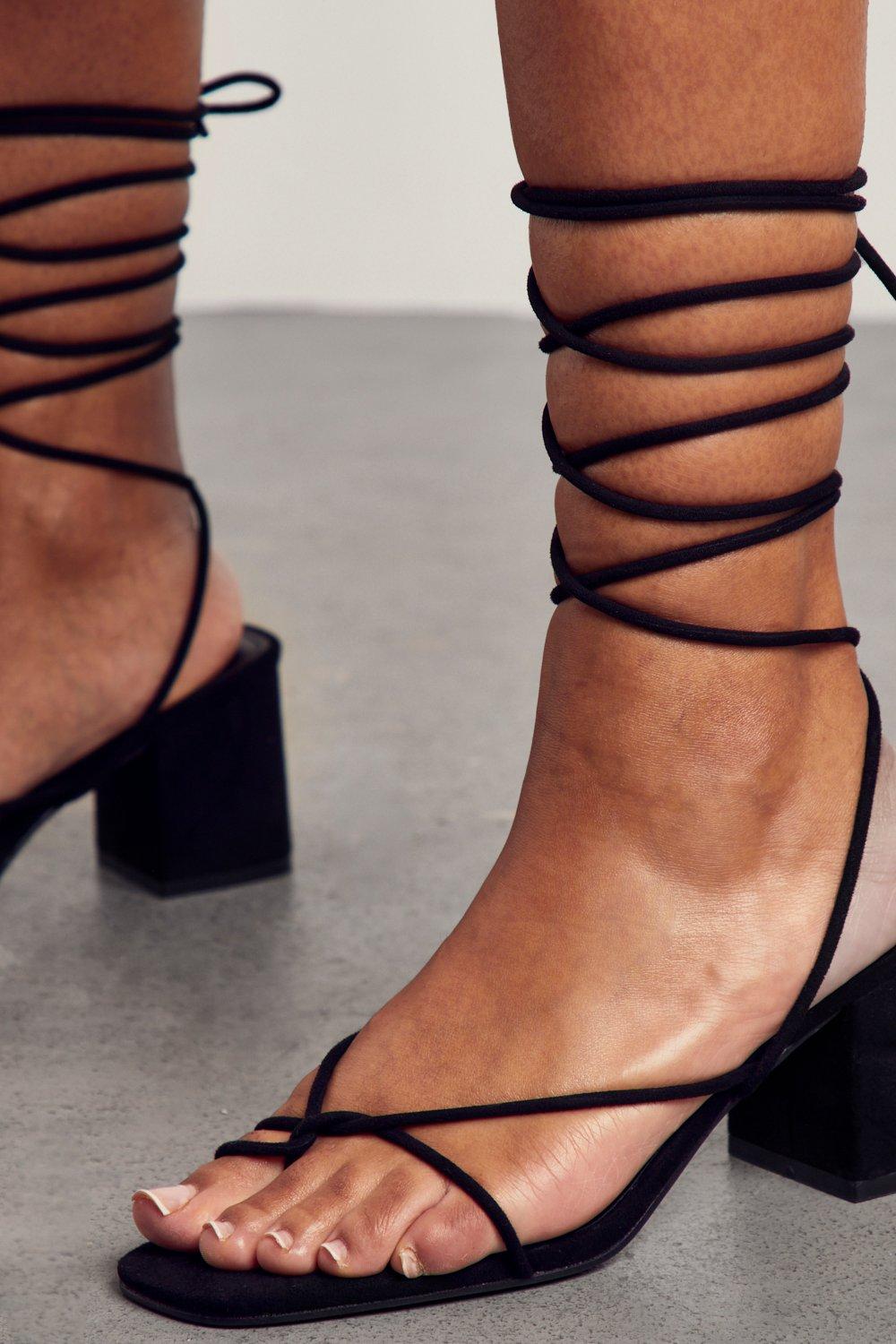 Faux suede shop lace up heels