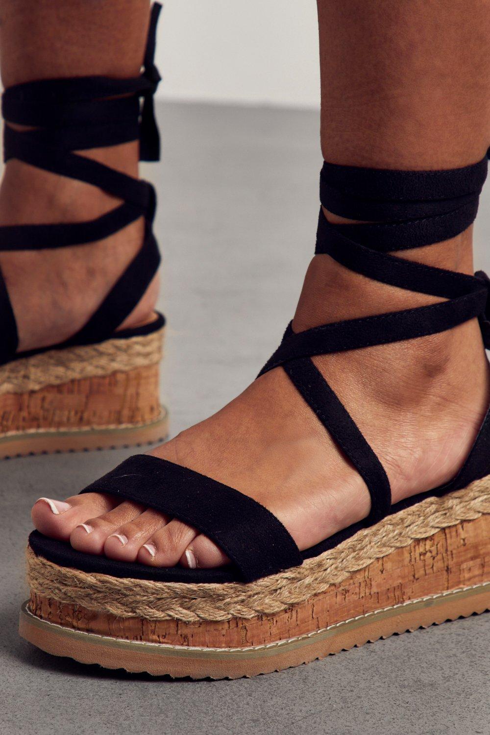 Platform lace store up sandals