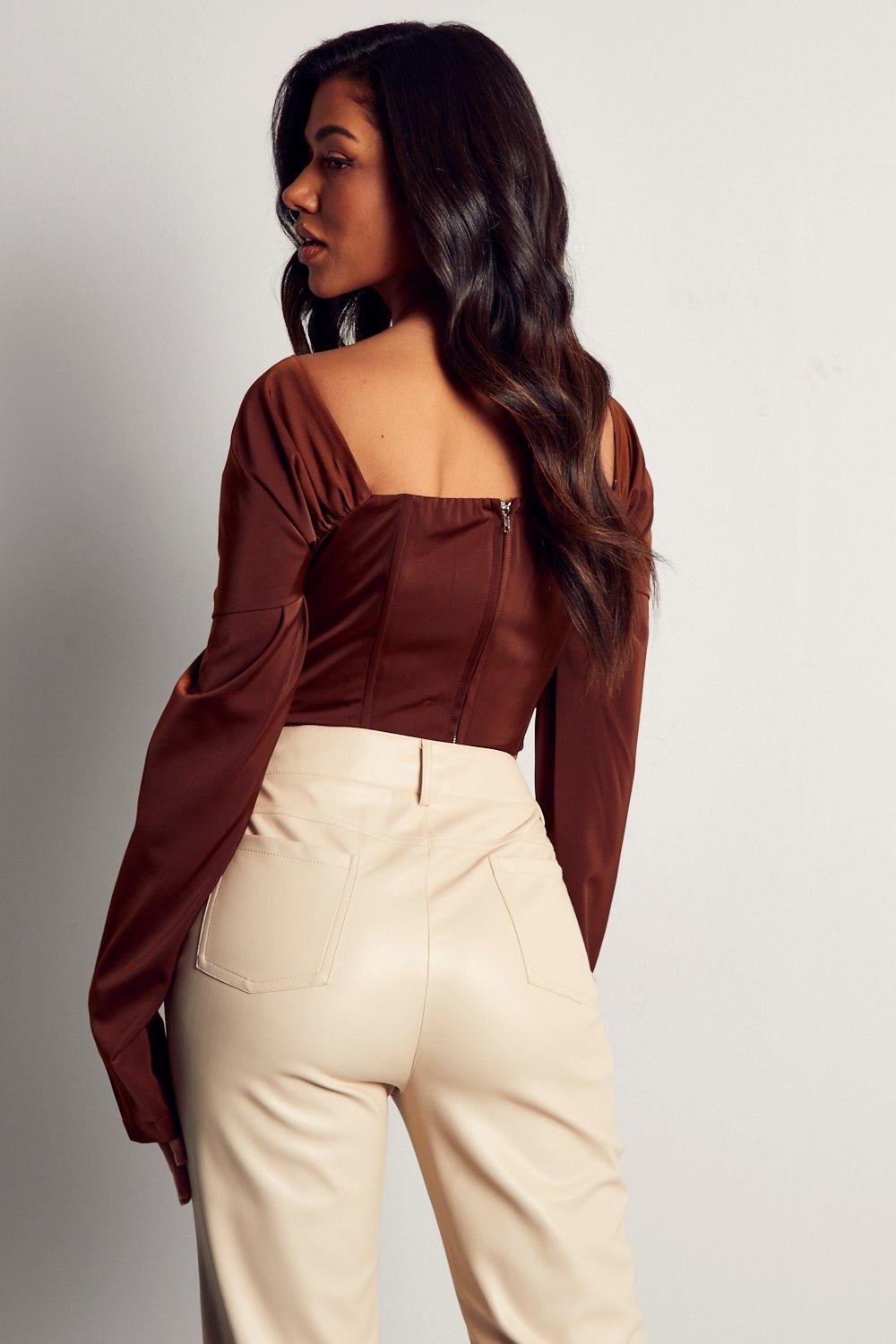 Draped shoulder best sale corset top