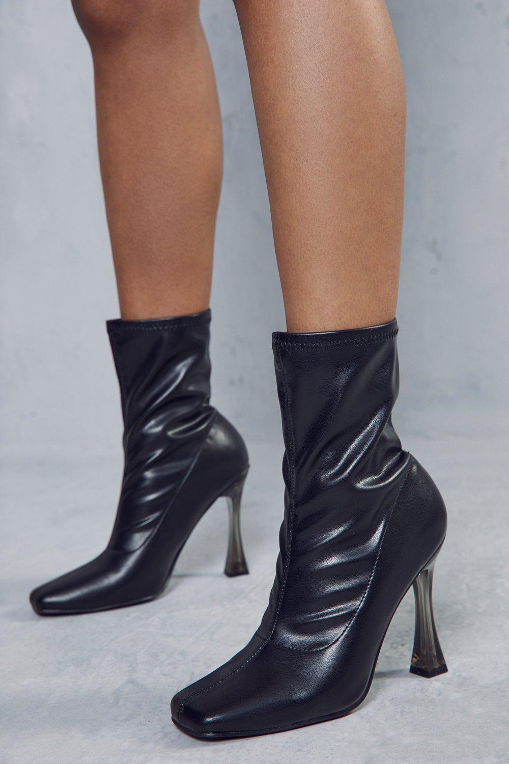 Knee high boots deals with clear heel