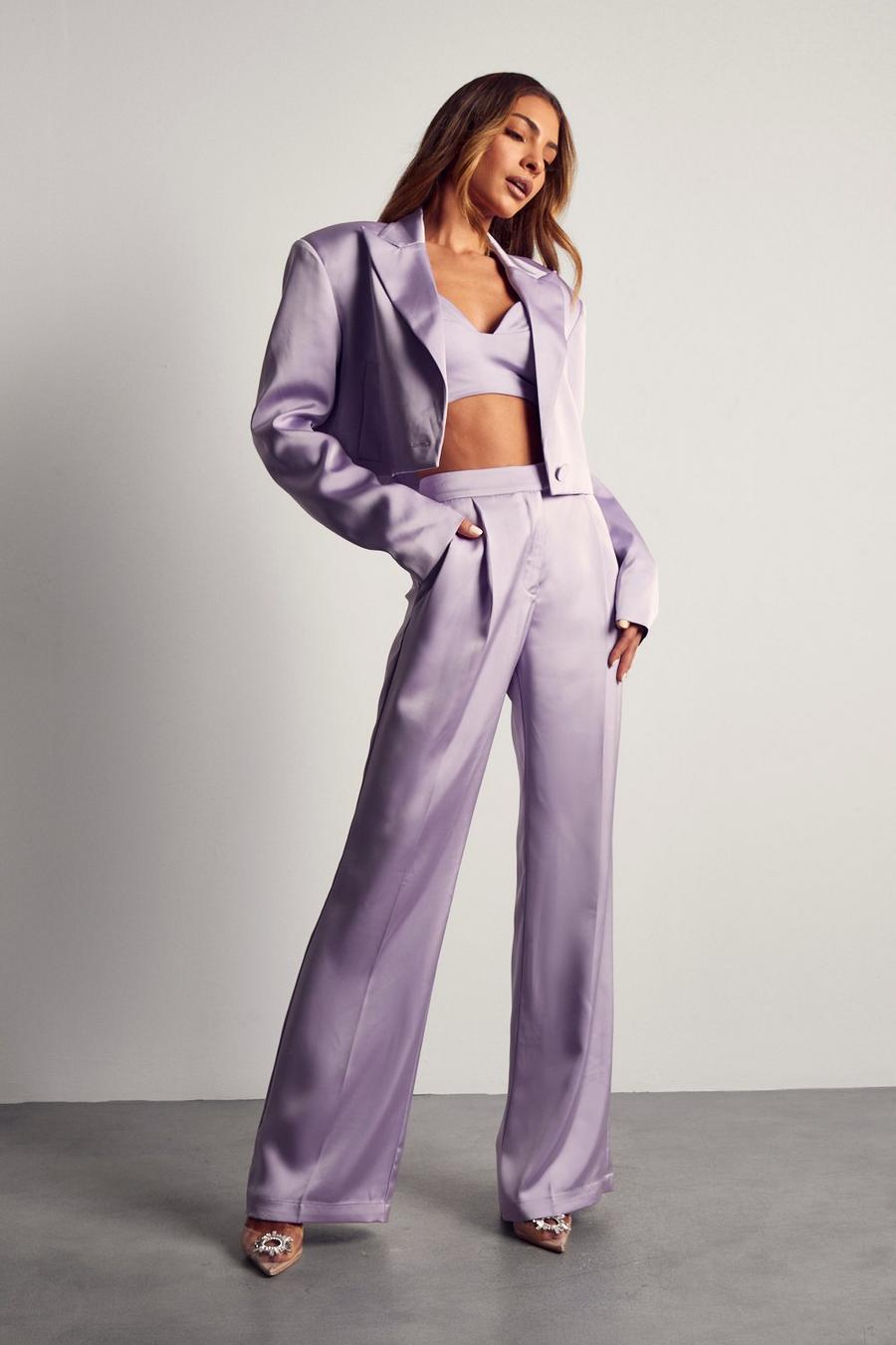 Lilac High Waisted Flared Trouser image number 1