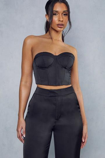 Satin Structured Corset Top black