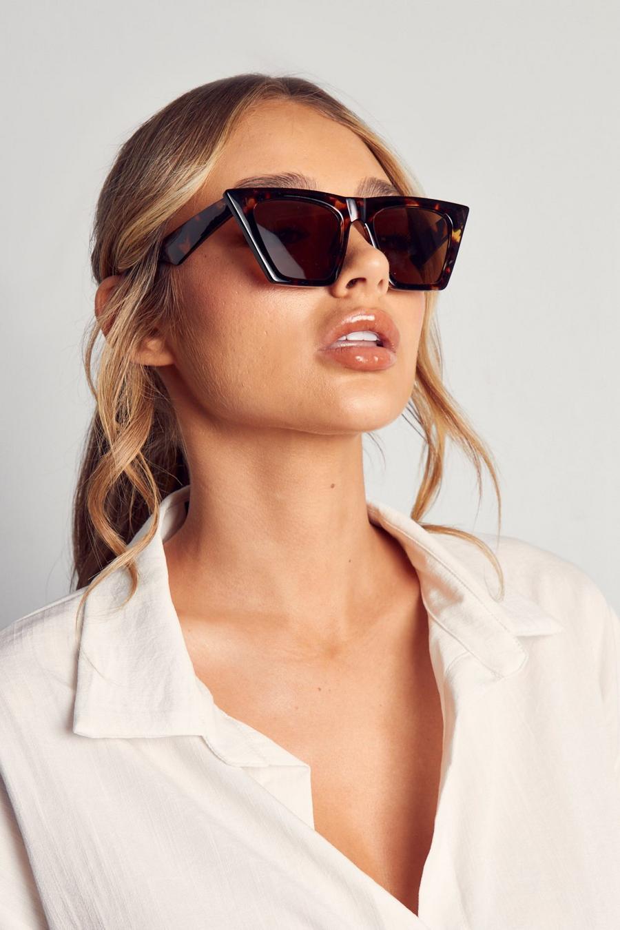 Brown Oversized Cat Eye Sunglasses  image number 1