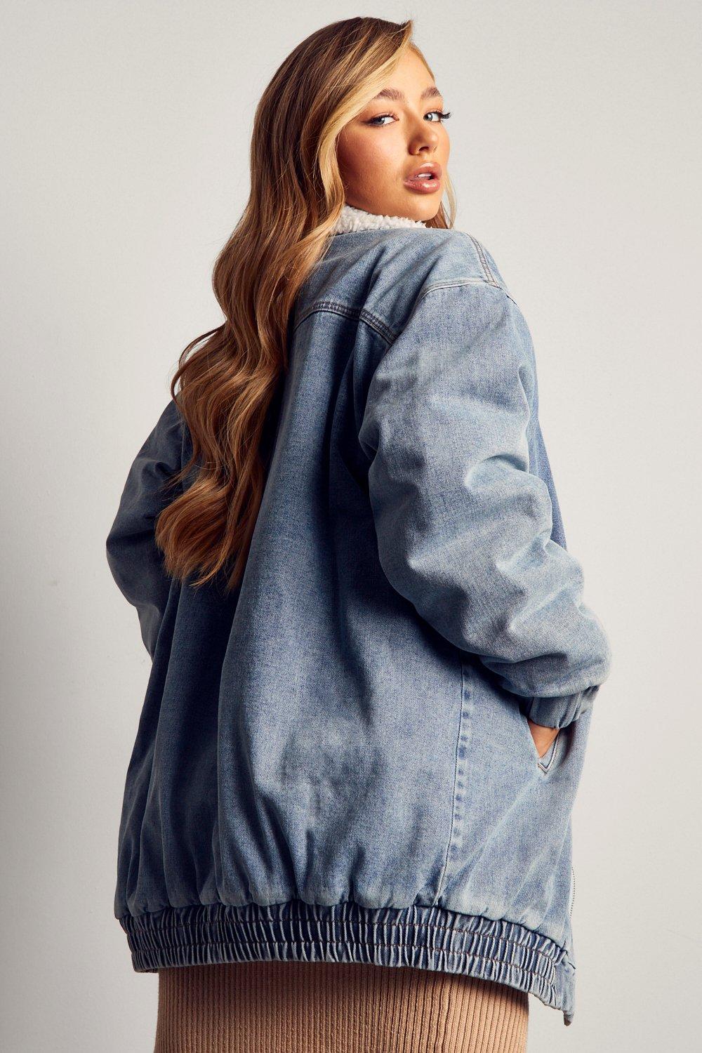 Borg longline denim on sale jacket