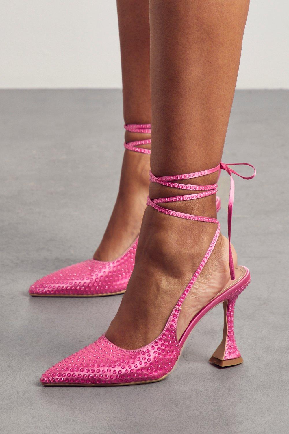 Pink discount diamante heels