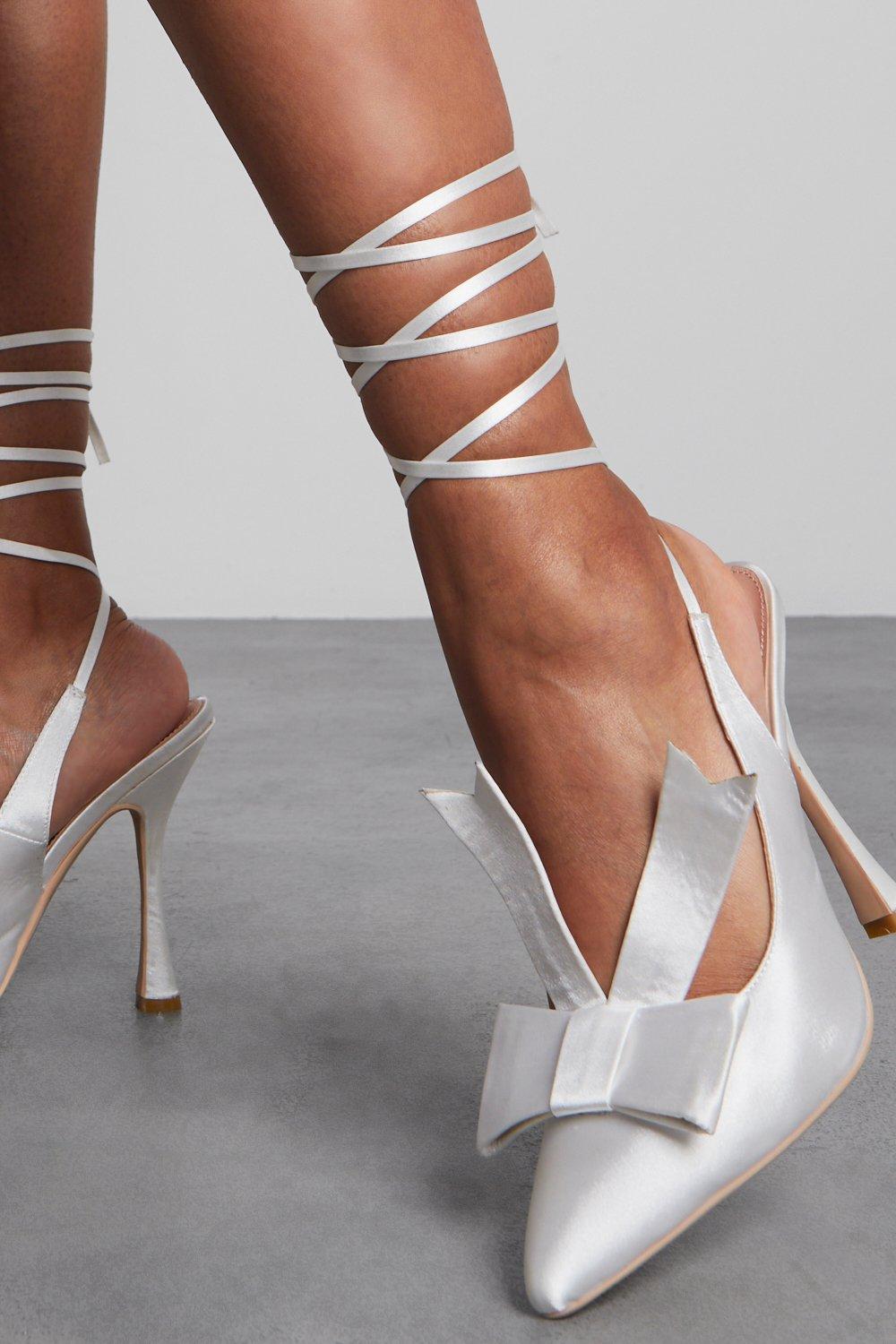 Ivory lace sale up heels