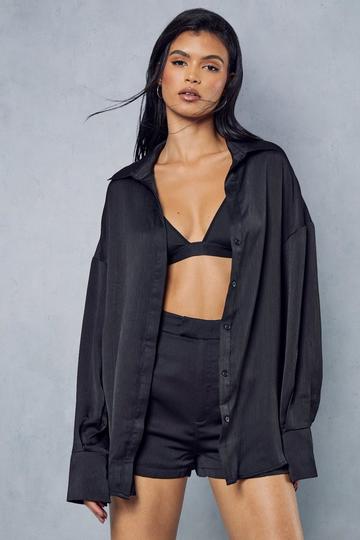 Satin Oversized Shirt black