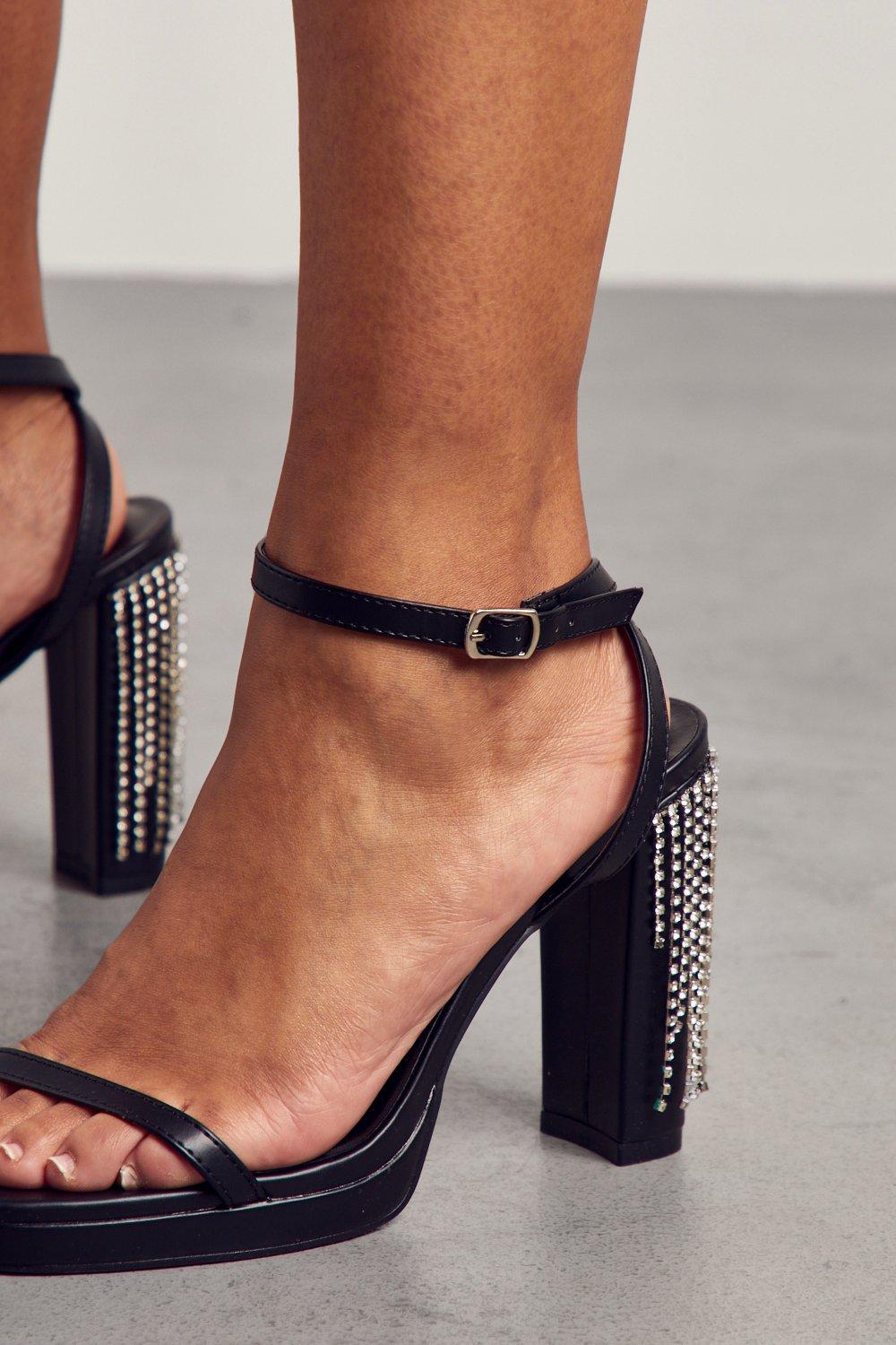 Black diamante platform on sale heels