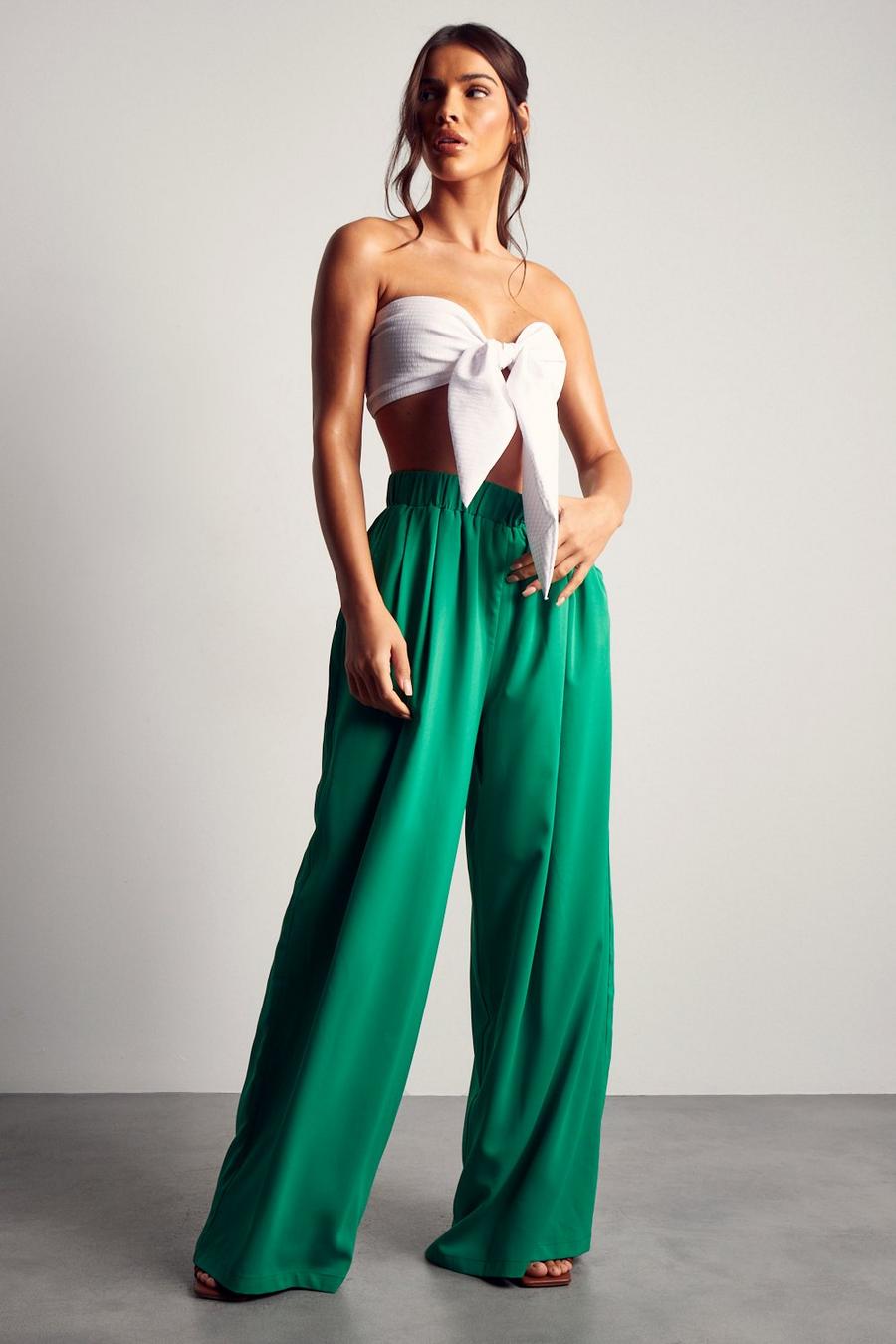 Green Wide Leg Relaxed Trouser  image number 1