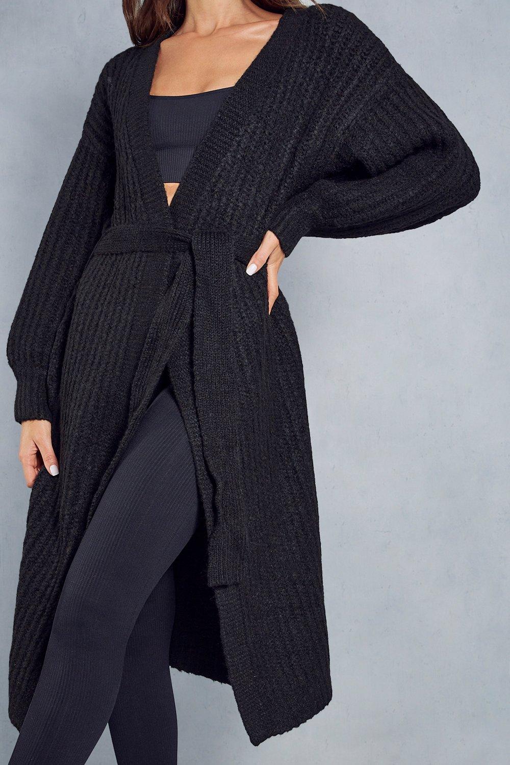 black longline chunky cardigan