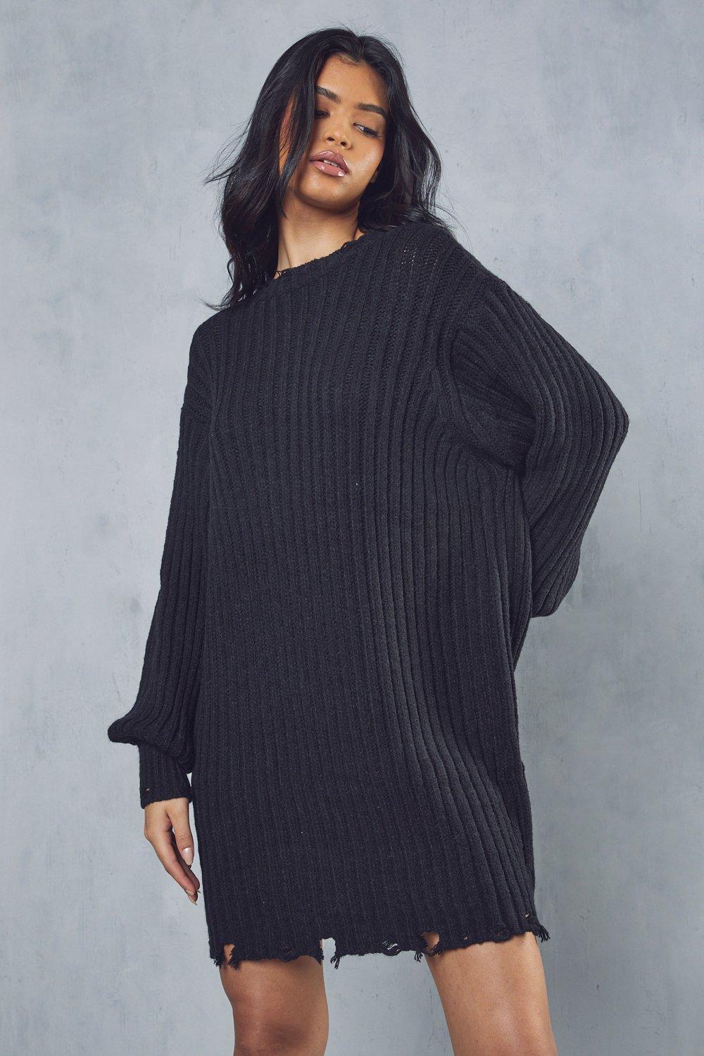 Black ribbed 2024 jumper dress