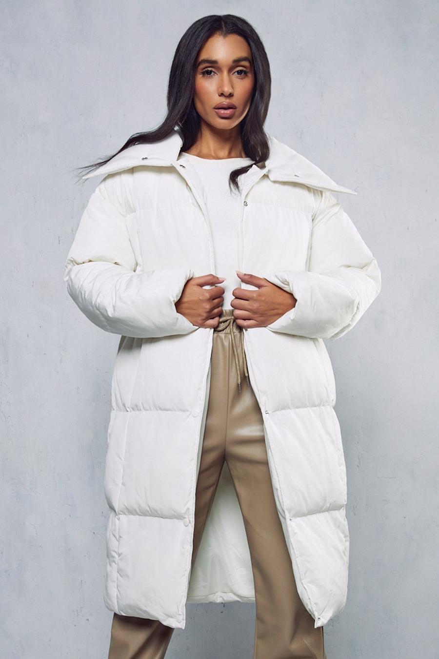 Cream Oversized Longline Puffer Coat
