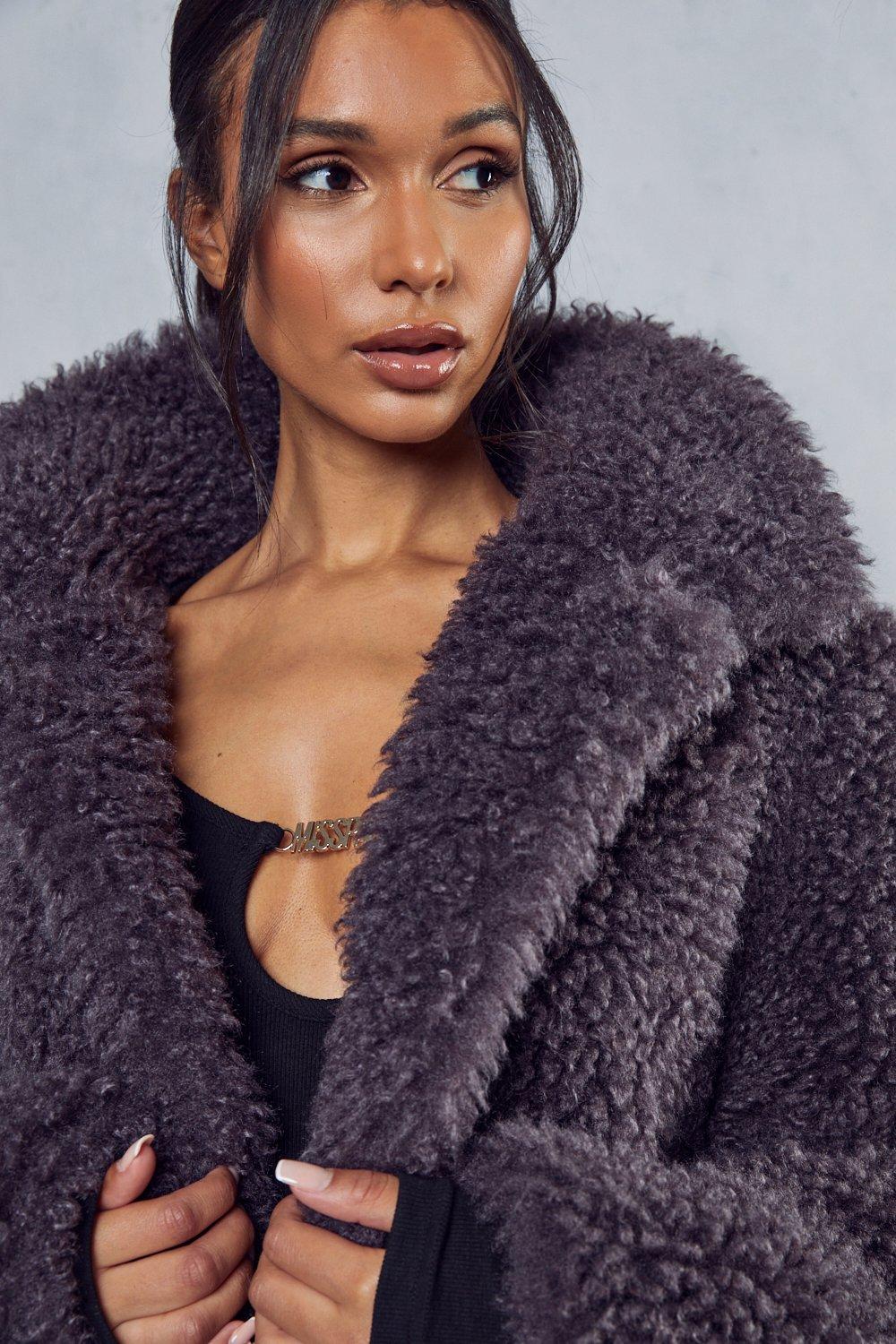 Boohoo shaggy discount faux fur coat