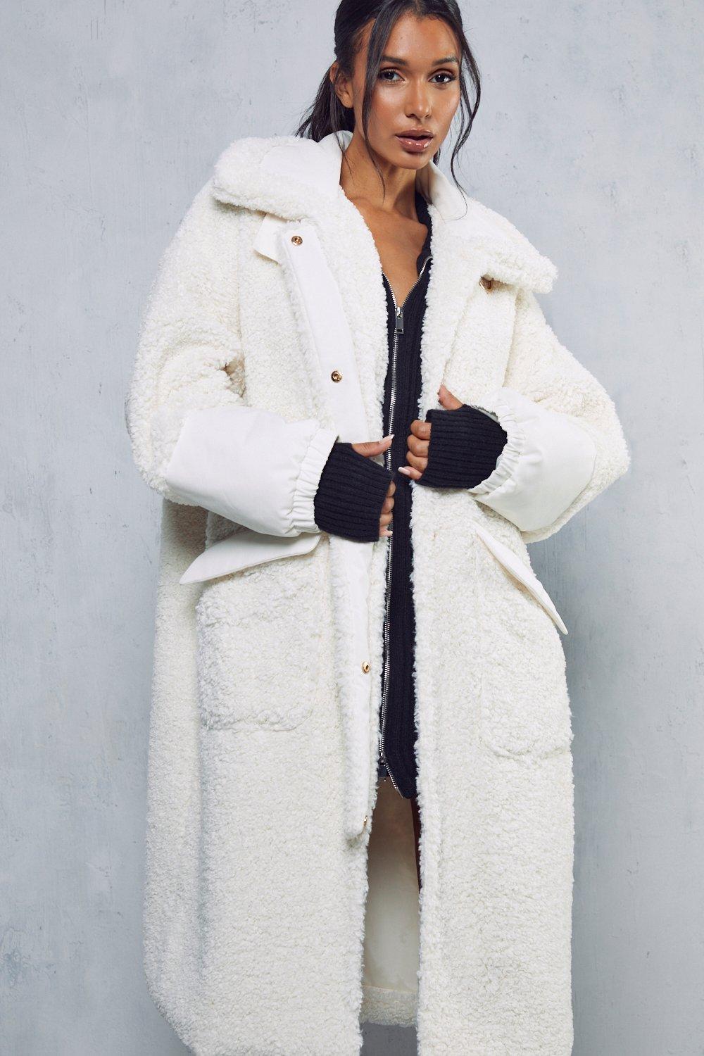 Womens cream store teddy coat